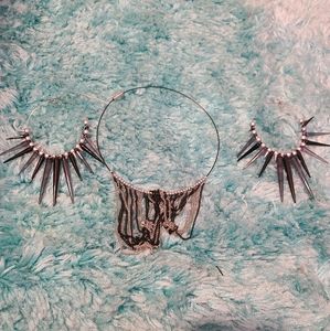 Black and Silver necklace and earring